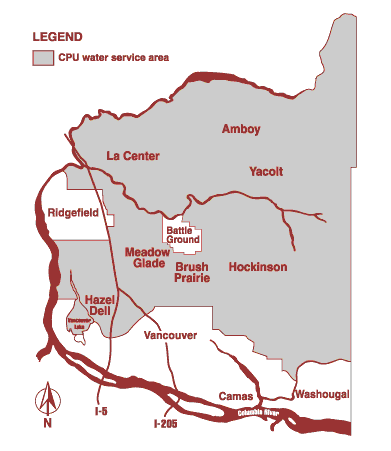 Map of water service area in Clark County